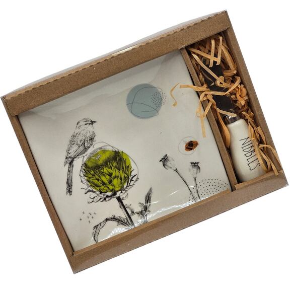 Elegant Bird & Floral Plate & Spreader Gift Set-Sealed Perfect for Entertaining - Picture 1 of 6